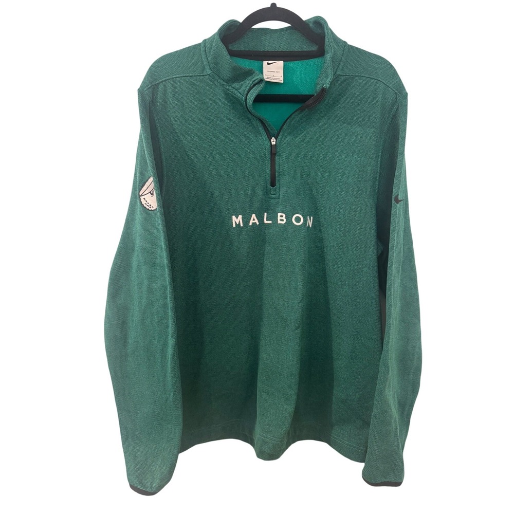 Nike Malbon Golf Therma-FIT Quarter Zip Pullover Green Buckets Logo Mens L. Rare